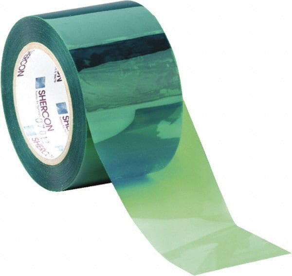 Caplugs - 40mm Wide x 66 m Long Green Polyester Film High Temperature Masking Tape - Series PC21-40MM, 3.5 mil Thick - Exact Tooling