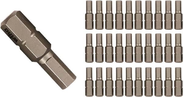 Wiha - 7/32" Hex Screwdriver Bit - 1/4" Drive, 25mm OAL - Exact Tooling