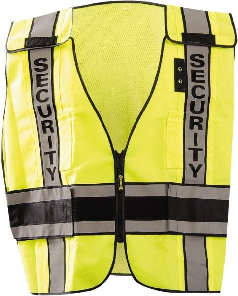 OccuNomix - Size XL High Visibility Yellow Mesh/Solid Public Safety Vest - 63" Chest, ANSI 107-2015, Hook & Loop Closure, 2 Pockets, Polyester - Exact Tooling