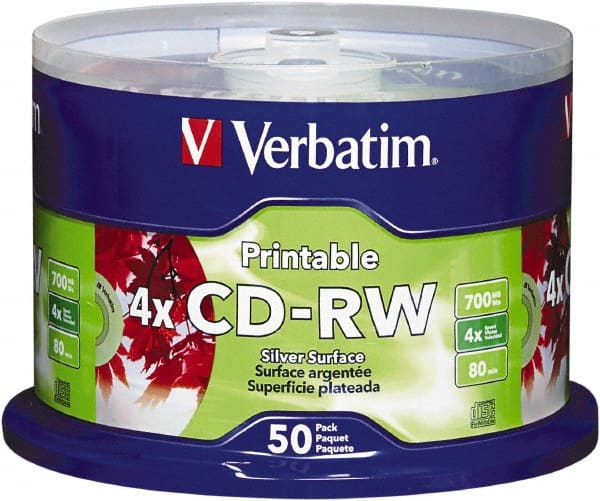 Verbatim - Silver CD-RW Discs - Use with CD, DVD Drives - Exact Tooling