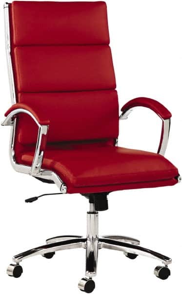 ALERA - 45-1/4" High High Back Chair - 24" Wide x 27-1/4" Deep, Leather Seat, Red - Exact Tooling