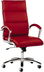 ALERA - 45-1/4" High High Back Chair - 24" Wide x 27-1/4" Deep, Leather Seat, Red - Exact Tooling