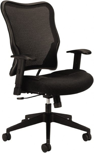 Basyx - 40-1/2" High High Back Chair - 26" Wide x 26-3/8" Deep, Leather Seat, Black - Exact Tooling