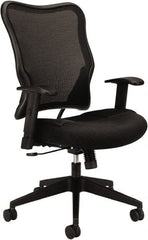 Basyx - 40-1/2" High High Back Chair - 26" Wide x 26-3/8" Deep, Leather Seat, Black - Exact Tooling