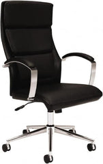 Basyx - 45-3/4" High Executive High Back Leather Chair - 25" Wide x 27-1/2" Deep, Leather Seat, Black - Exact Tooling