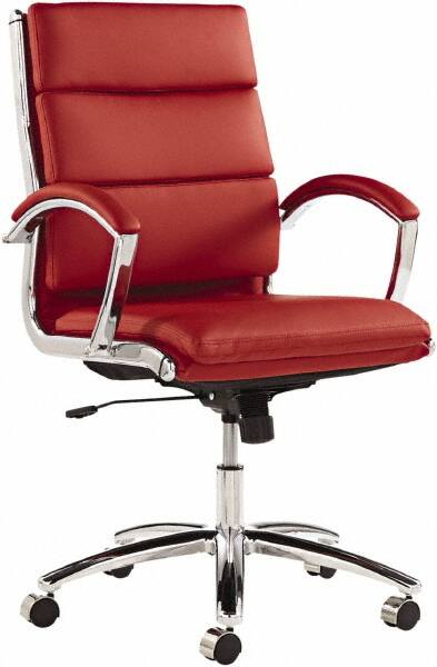 ALERA - 42-1/8" High Mid Back Chair - 24" Wide x 27-1/4" Deep, Leather Seat, Red - Exact Tooling