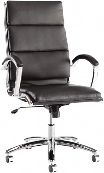 ALERA - 45-1/4" High High Back Chair - 24" Wide x 27-1/4" Deep, Leather Seat, Black - Exact Tooling