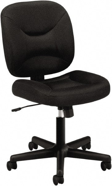 Basyx - 38-1/4" High Task Chair - 24-1/2" Wide x 33-1/2" Deep, Padded Mesh Seat, Black - Exact Tooling