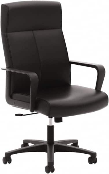 Basyx - 47" High Executive High Back Leather Chair - 25" Wide x 26-1/2" Deep, Soft Leather Seat, Black - Exact Tooling