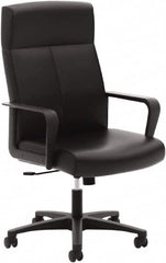 Basyx - 47" High Executive High Back Leather Chair - 25" Wide x 26-1/2" Deep, Soft Leather Seat, Black - Exact Tooling