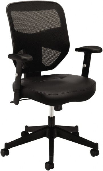 Basyx - 42-1/2" High High Back Chair - 29" Wide x 36" Deep, Leather Seat, Black - Exact Tooling
