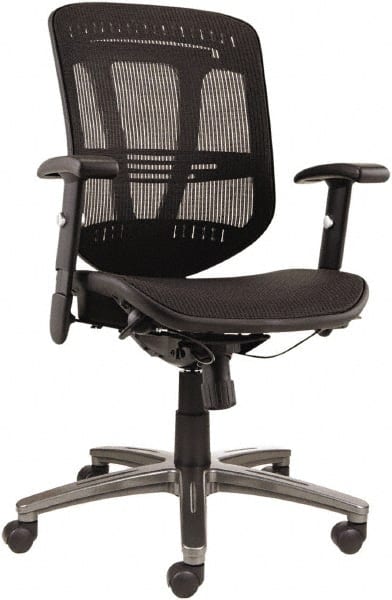 ALERA - 43-3/8" High Mid Back Chair - 25" Wide x 25-1/2" Deep, Mesh Seat, Black - Exact Tooling