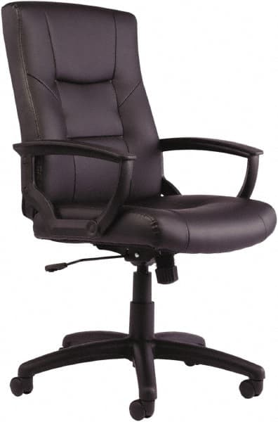 ALERA - 43-3/4" High Executive High Back Swivel Tilt Chair - 25" Wide x 27" Deep, Leather Seat, Black - Exact Tooling