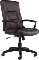 ALERA - 43-3/4" High Executive High Back Swivel Tilt Chair - 25" Wide x 27" Deep, Leather Seat, Black - Exact Tooling