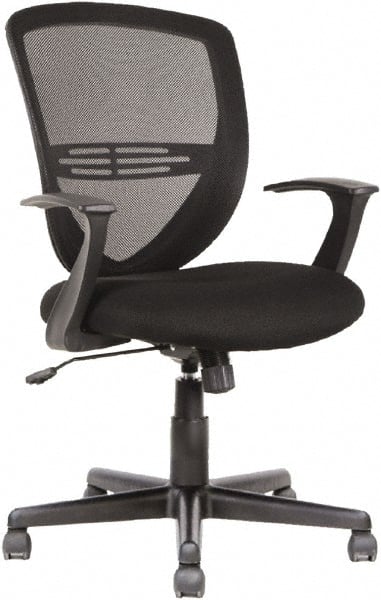 OIF - 39" High Mid Back Chair - 26-1/8" Wide x 26-3/8" Deep, Fabric Mesh Seat, Black - Exact Tooling