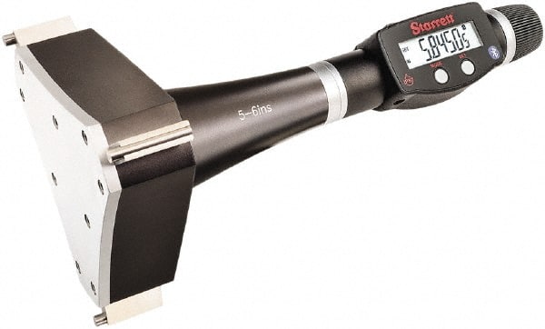 Starrett - 5" to 6", IP67, Carbide Face Electronic Inside Micrometer - 0.00005" Resolution, 0.00025" Accuracy, 4-1/2" Gage Depth - Exact Tooling