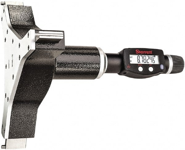 Starrett - 8" to 9", IP67, Carbide Face Electronic Inside Micrometer - 0.00005" Resolution, 0.0003" Accuracy, 4-5/8" Gage Depth - Exact Tooling