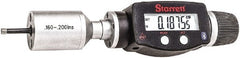 Starrett - 0.16" to 0.2", IP67, Carbide Face Electronic Inside Micrometer - 0.00005" Resolution, 0.00015" Accuracy, 3/4" Gage Depth - Exact Tooling
