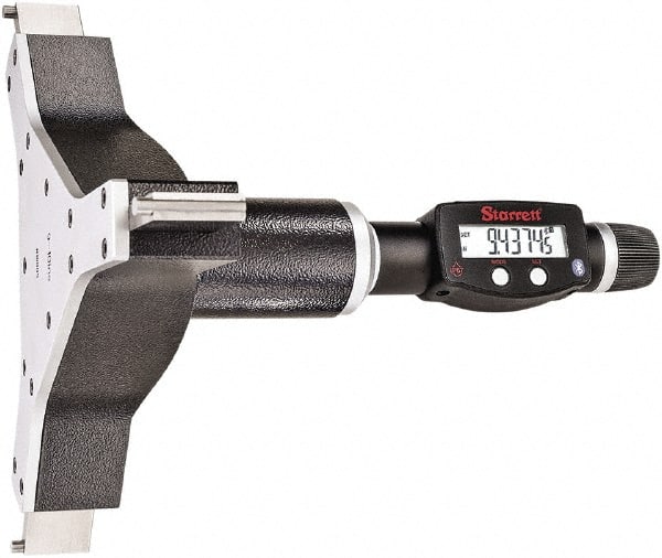 Starrett - 9" to 10", IP67, Carbide Face Electronic Inside Micrometer - 0.00005" Resolution, 0.0003" Accuracy, 4-5/8" Gage Depth - Exact Tooling