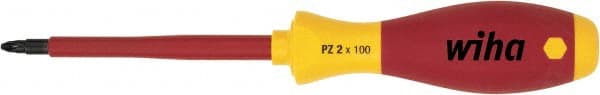 Wiha - #2 Point, 100mm Blade Length Posidrive Screwdriver - 218mm OAL - Exact Tooling