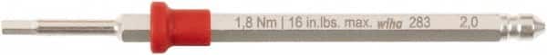 Wiha - 2mm Hex Screwdriver Bit - 6mm Drive, 75mm OAL - Exact Tooling