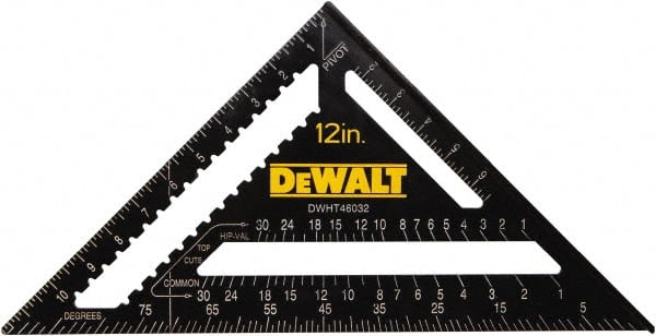 DeWALT - 12" Blade Length x 12" Base Length, Aluminum Rafter Square - 1/8" Graduation, 10.1" Base Width - Exact Tooling