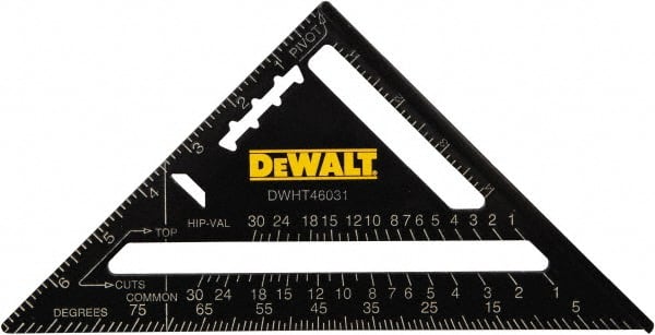 DeWALT - 7" Blade Length x 7" Base Length, Aluminum Rafter Square - 1/8" Graduation, 1" Base Width - Exact Tooling