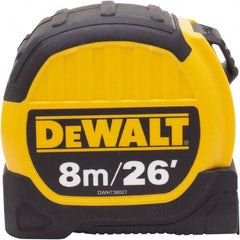 DeWALT - 26' x 1-1/8" Tape Measure - 1/16" & 1 cm Graduation, Inch & Metric Graduation Style - Exact Tooling
