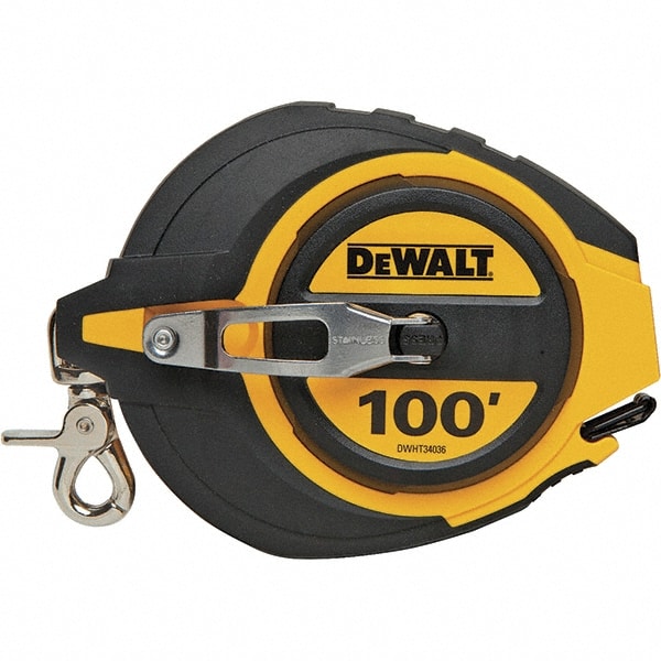 DeWALT - 100' x 3/8" Tape Measure - 1/8" Graduation, Inch Graduation Style - Exact Tooling