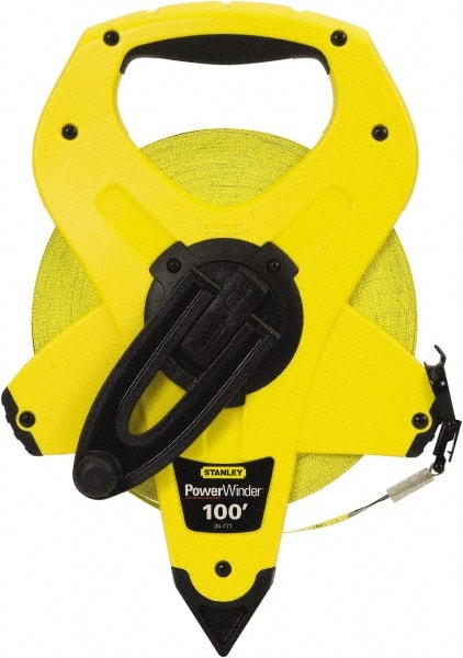 Stanley - 100' x 1/2" Tape Measure - 1/16" Graduation, Inch & Metric Graduation Style - Exact Tooling