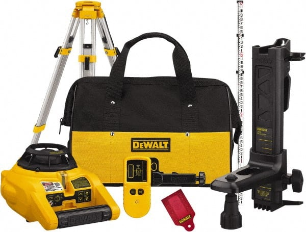 DeWALT - 1,000' Measuring Range, 1/4" at 100' Accuracy, Self-Leveling Rotary Laser - ±5° Self Leveling Range, 150, 300 & 600 RPM, 1 Beam, 2 D Alkaline Battery Included - Exact Tooling