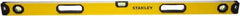 Stanley - 48" Long 3 Vial Box Beam Level - Aluminum, Yellow, 1 Level & 2 Plumb Vials - Exact Tooling