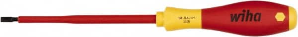 Wiha - 5.5mm Blade Width, Standard Slotted Screwdriver - 125mm Blade Length, Solid/Hex Shank - Exact Tooling