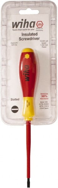 Wiha - 4.5mm Blade Width, Standard Slotted Screwdriver - 100mm Blade Length, Solid/Hex Shank - Exact Tooling