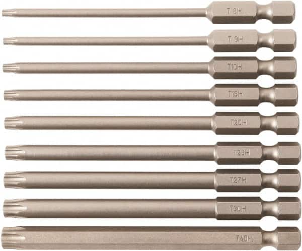 Wiha - 9 Piece, Bit Set - 1/4" Hex Drive, Torx Point - Exact Tooling
