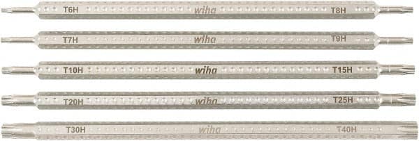 Wiha - 5 Piece, 1/4" Drive Screwdriver Tamperproof Bit Set - T6 to T40 Torx - Exact Tooling