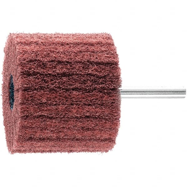 PFERD - 2-3/8" Diam x 2" Face Width, Aluminum Oxide Nonwoven Mounted Flap Wheel - 1/4" Shank Mount, 180 Grit, 10,000 Max RPM - Exact Tooling