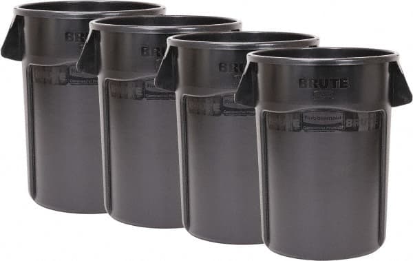 Rubbermaid - 55 Gal Gray Round Trash Can - Polyethylene, None Graphic, 33.2" High, Lid Not Included - Exact Tooling