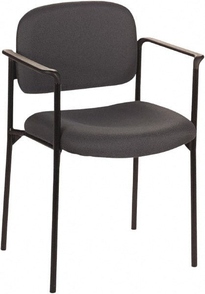 Basyx - Fabric Charcoal Stacking Chair - Black Frame, 23-1/4" Wide x 21" Deep x 32-3/4" High - Exact Tooling