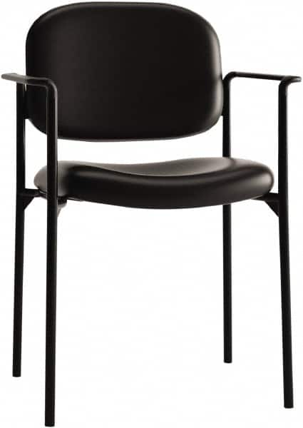 Basyx - Leather Black Stacking Chair - Black Frame, 23-1/4" Wide x 21" Deep x 32-3/4" High - Exact Tooling