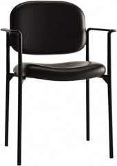 Basyx - Leather Black Stacking Chair - Black Frame, 23-1/4" Wide x 21" Deep x 32-3/4" High - Exact Tooling