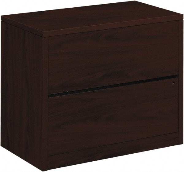 Hon - 36" Wide x 29-1/2" High x 20" Deep, 2 Drawer Lateral File - Woodgrain Laminate, Mahogany - Exact Tooling