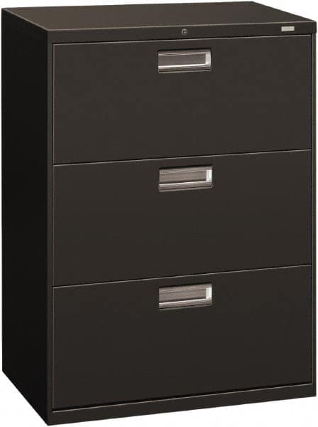 Hon - 30" Wide x 40.88" High x 19-1/4" Deep, 3 Drawer Roll-Out - Steel, Charcoal - Exact Tooling