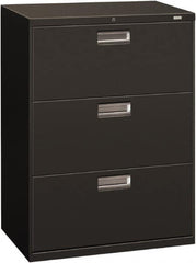 Hon - 30" Wide x 40.88" High x 19-1/4" Deep, 3 Drawer Roll-Out - Steel, Charcoal - Exact Tooling