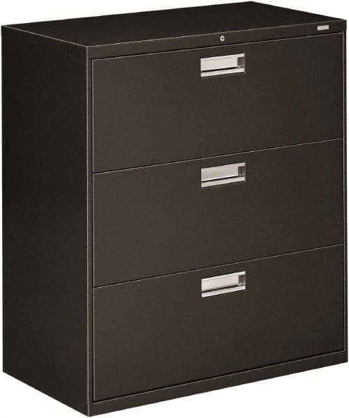 Hon - 36" Wide x 40.88" High x 19-1/4" Deep, 3 Drawer Lateral File - Steel, Charcoal - Exact Tooling