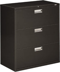 Hon - 36" Wide x 40.88" High x 19-1/4" Deep, 3 Drawer Lateral File - Steel, Charcoal - Exact Tooling