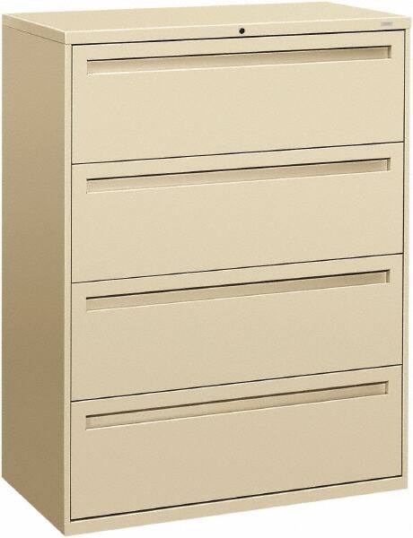 Hon - 42" Wide x 53-1/4" High x 19-1/4" Deep, 4 Drawer Lateral File - Steel, Putty - Exact Tooling