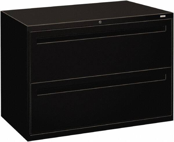 Hon - 42" Wide x 28.38" High x 19-1/4" Deep, 2 Drawer Lateral File - Steel, Black - Exact Tooling