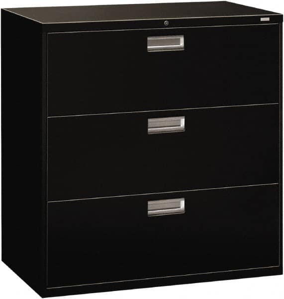 Hon - 42" Wide x 40.88" High x 19-1/4" Deep, 3 Drawer Lateral File - Steel, Black - Exact Tooling