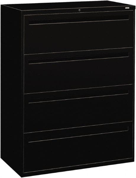 Hon - 42" Wide x 53-1/4" High x 19-1/4" Deep, 4 Drawer Lateral File - Steel, Black - Exact Tooling